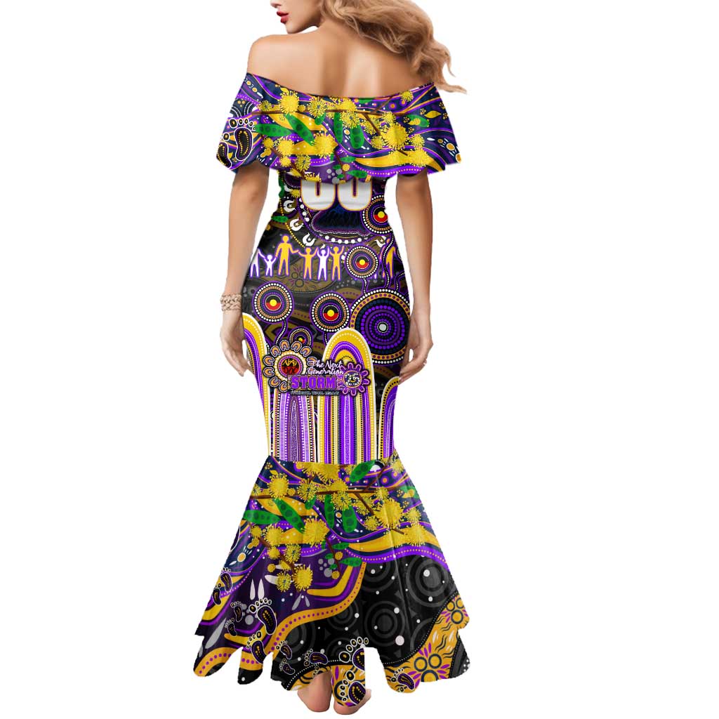 Personalised NAIDOC Week 2025 Storm Rugby Mermaid Dress Aboriginal Dot Painting