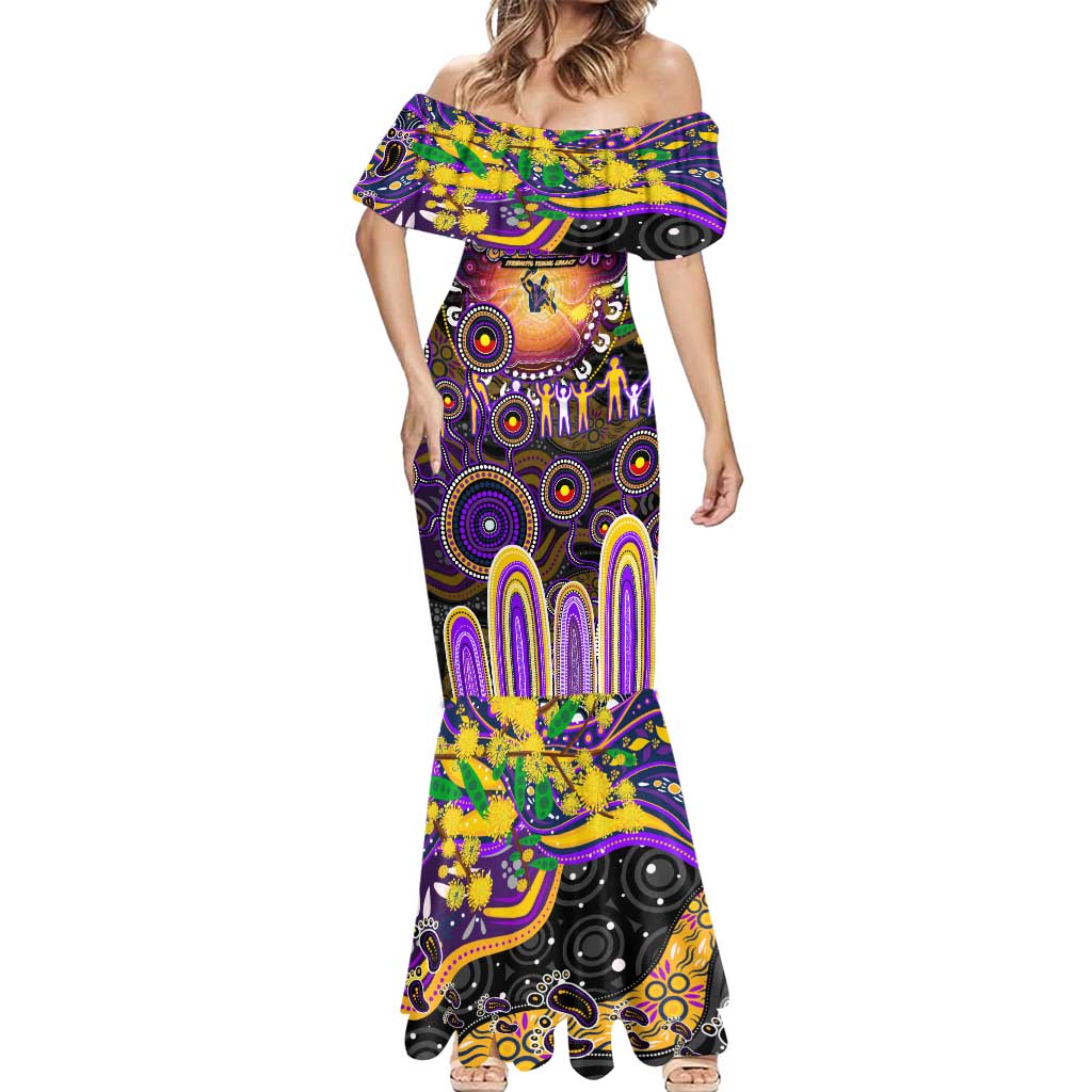 Personalised NAIDOC Week 2025 Storm Rugby Mermaid Dress Aboriginal Dot Painting