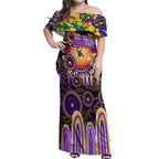 Personalised NAIDOC Week 2025 Storm Rugby Off Shoulder Maxi Dress Aboriginal Dot Painting