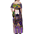 Personalised NAIDOC Week 2025 Storm Rugby Off Shoulder Maxi Dress Aboriginal Dot Painting