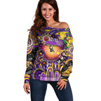 Personalised NAIDOC Week 2025 Storm Rugby Off Shoulder Sweater Aboriginal Dot Painting
