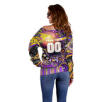 Personalised NAIDOC Week 2025 Storm Rugby Off Shoulder Sweater Aboriginal Dot Painting