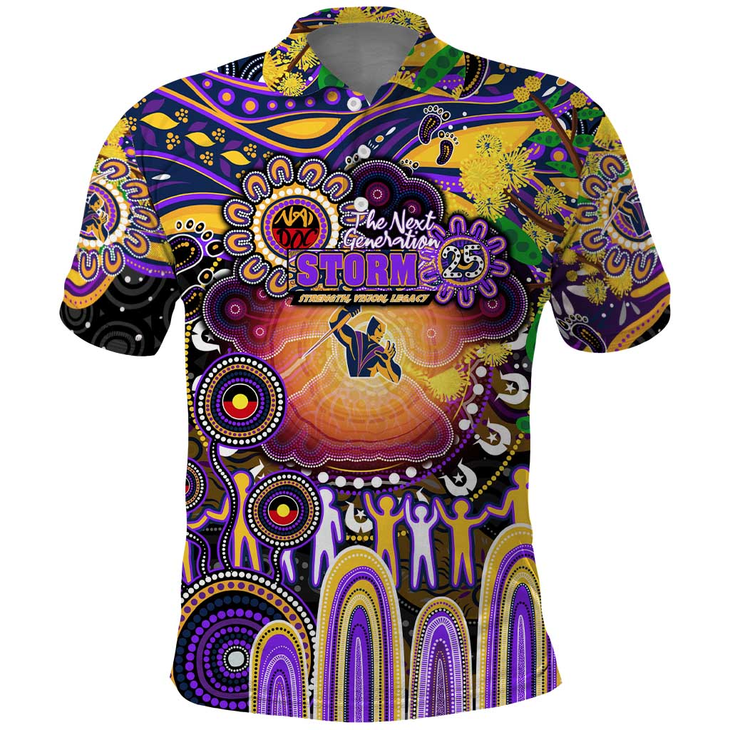 Personalised NAIDOC Week 2025 Storm Rugby Polo Shirt Aboriginal Dot Painting