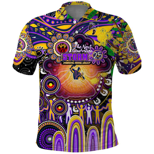 Personalised NAIDOC Week 2025 Storm Rugby Polo Shirt Aboriginal Dot Painting