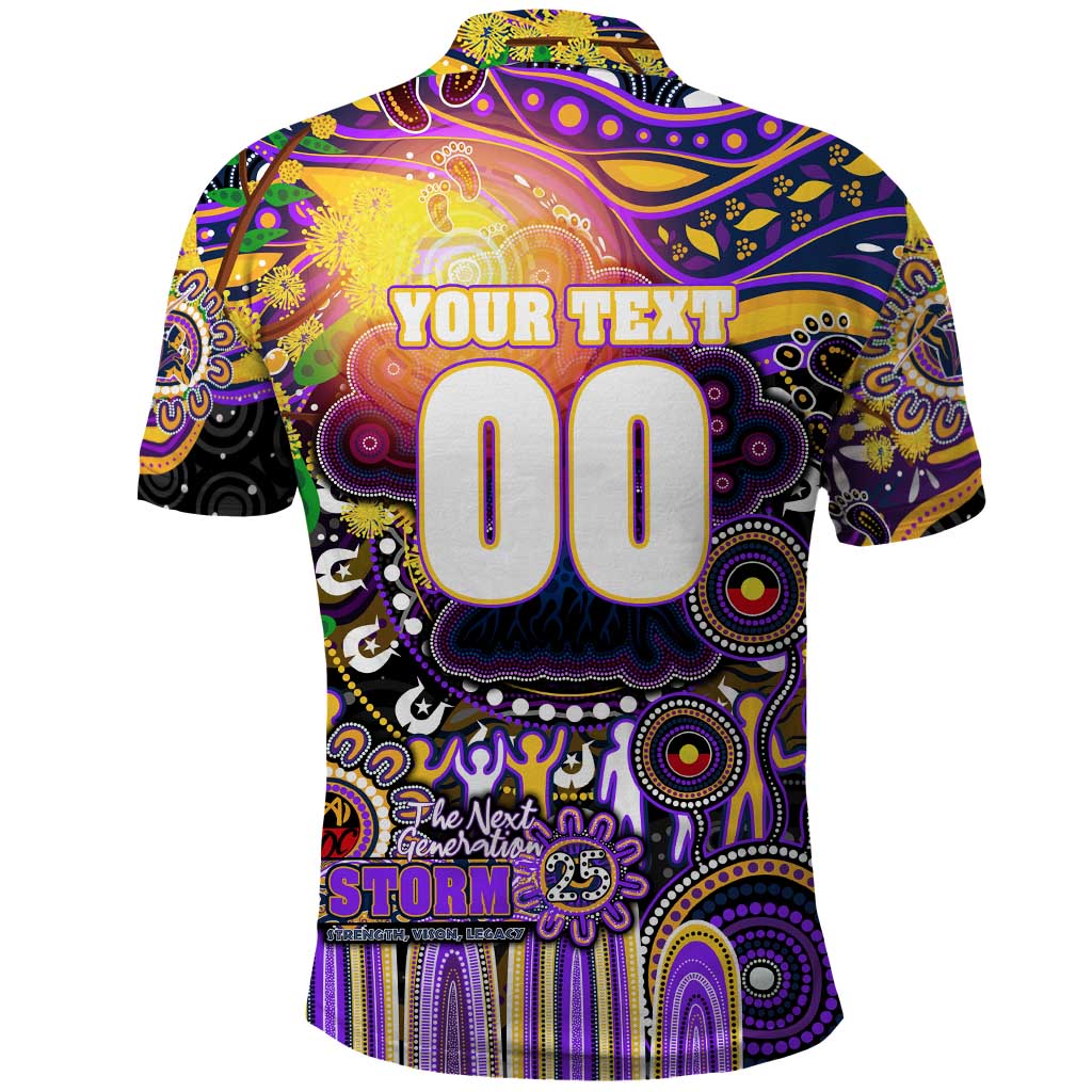 Personalised NAIDOC Week 2025 Storm Rugby Polo Shirt Aboriginal Dot Painting