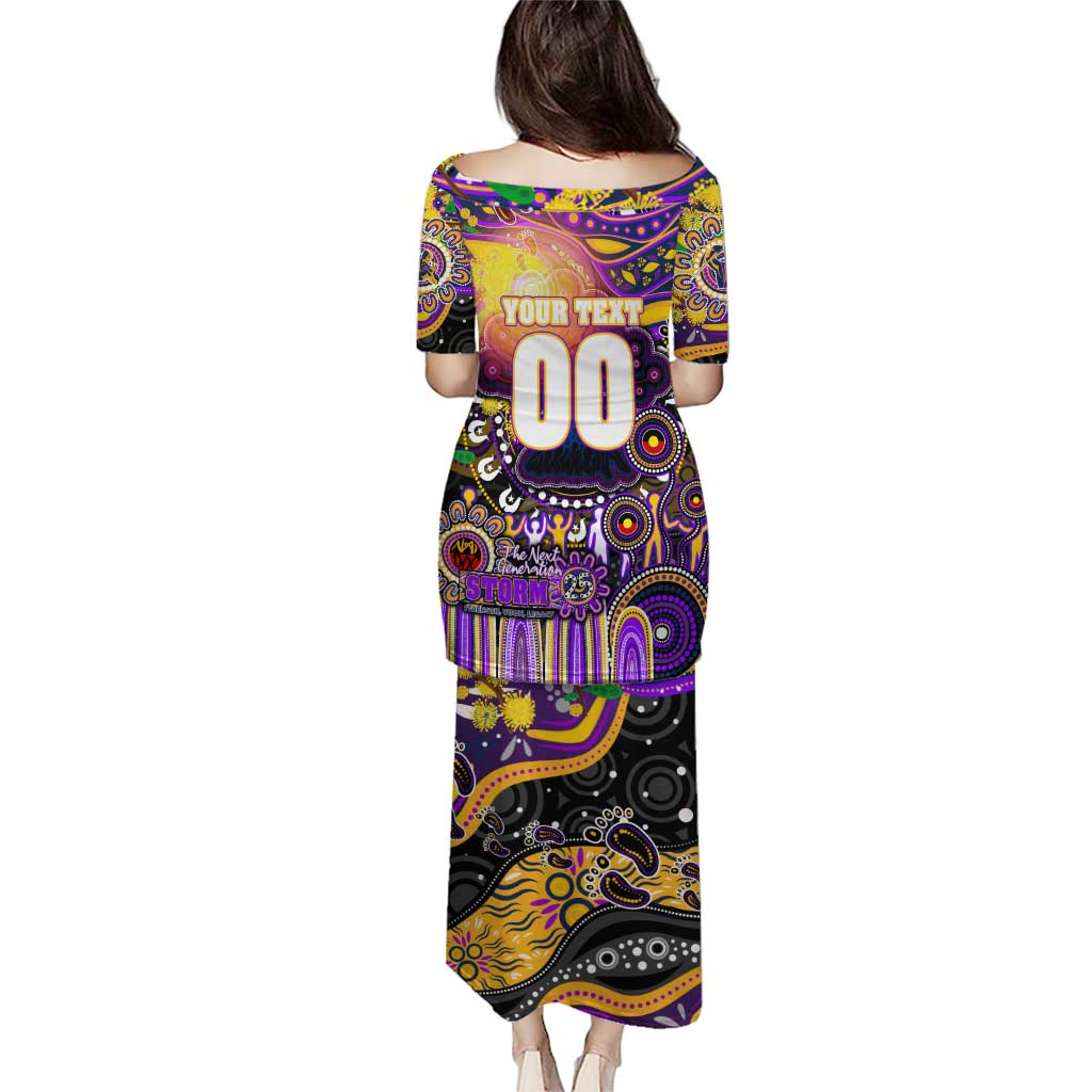 Personalised NAIDOC Week 2025 Storm Rugby Puletasi Aboriginal Dot Painting