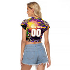 Personalised NAIDOC Week 2025 Storm Rugby Raglan Cropped T Shirt Aboriginal Dot Painting