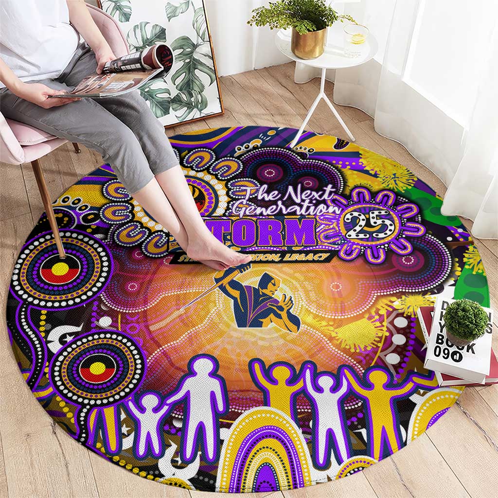 NAIDOC Week 2025 Storm Rugby Round Carpet Aboriginal Dot Painting