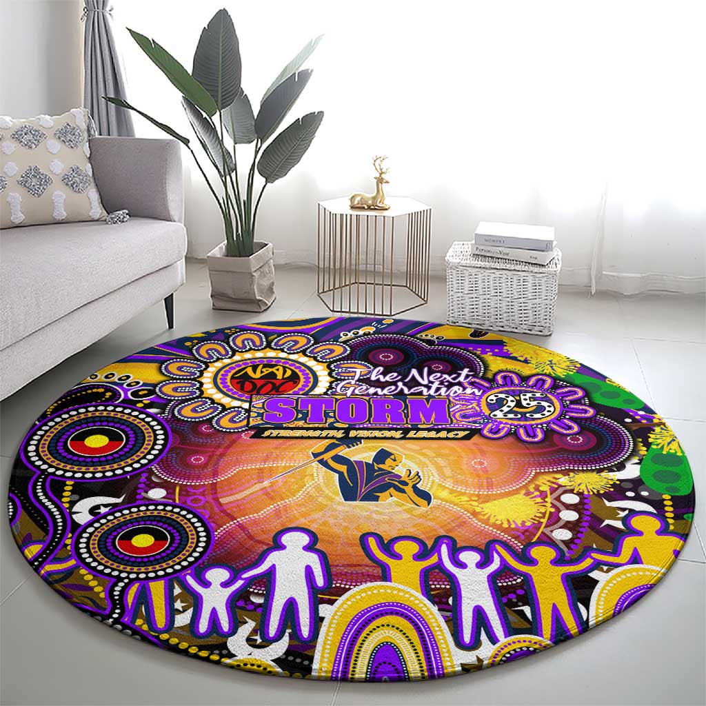 NAIDOC Week 2025 Storm Rugby Round Carpet Aboriginal Dot Painting
