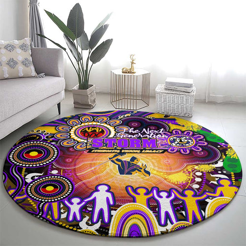 NAIDOC Week 2025 Storm Rugby Round Carpet Aboriginal Dot Painting