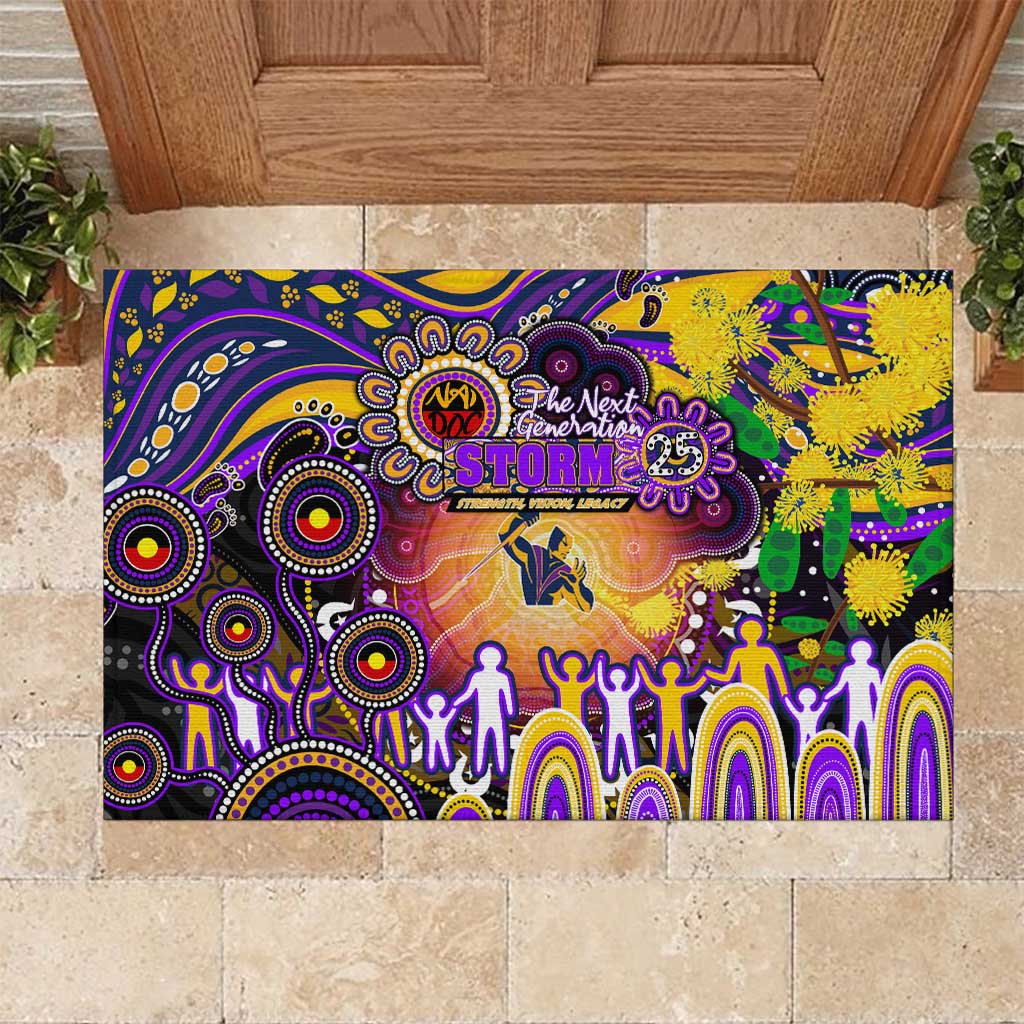 NAIDOC Week 2025 Storm Rugby Rubber Doormat Aboriginal Dot Painting
