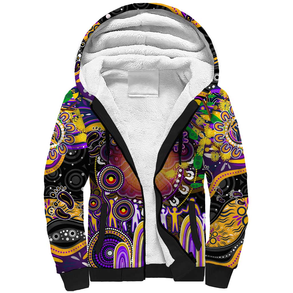 Personalised NAIDOC Week 2025 Storm Rugby Sherpa Hoodie Aboriginal Dot Painting