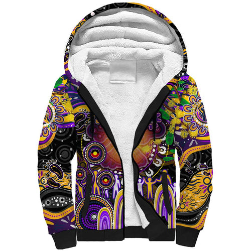 Personalised NAIDOC Week 2025 Storm Rugby Sherpa Hoodie Aboriginal Dot Painting