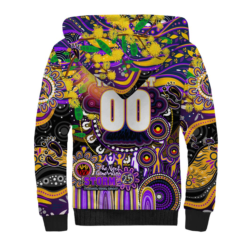 Personalised NAIDOC Week 2025 Storm Rugby Sherpa Hoodie Aboriginal Dot Painting