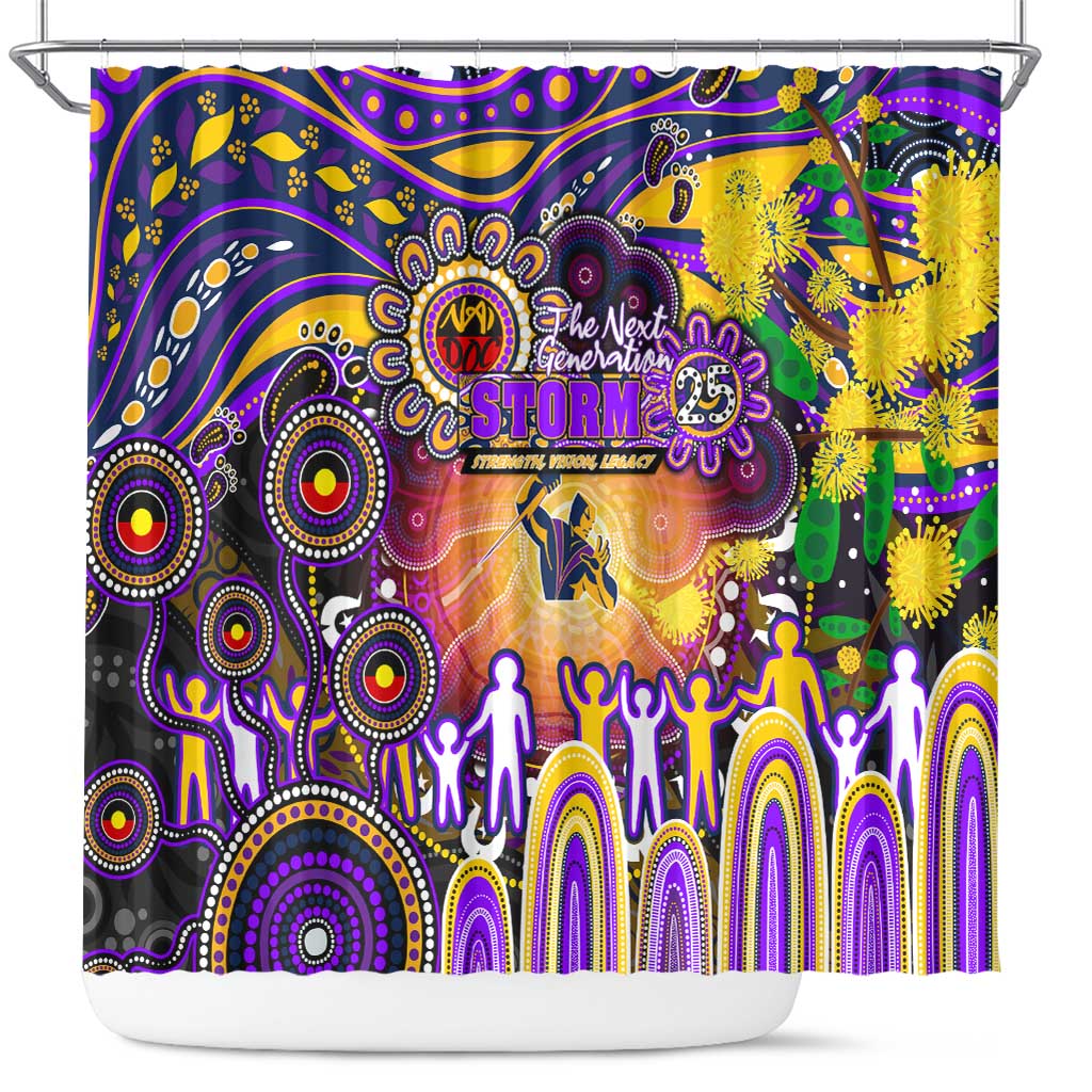 NAIDOC Week 2025 Storm Rugby Shower Curtain Aboriginal Dot Painting