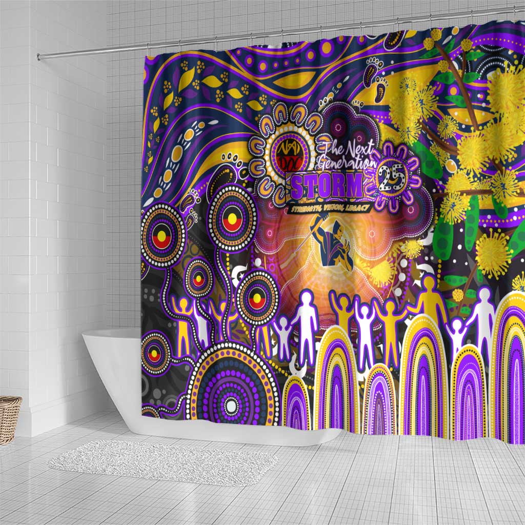 NAIDOC Week 2025 Storm Rugby Shower Curtain Aboriginal Dot Painting
