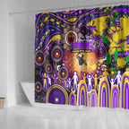 NAIDOC Week 2025 Storm Rugby Shower Curtain Aboriginal Dot Painting