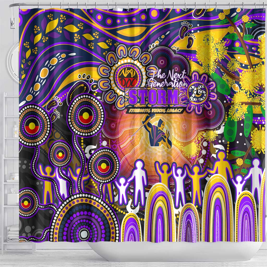NAIDOC Week 2025 Storm Rugby Shower Curtain Aboriginal Dot Painting