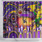 NAIDOC Week 2025 Storm Rugby Shower Curtain Aboriginal Dot Painting