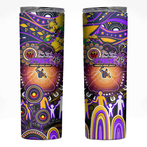 NAIDOC Week 2025 Storm Rugby Skinny Tumbler Aboriginal Dot Painting