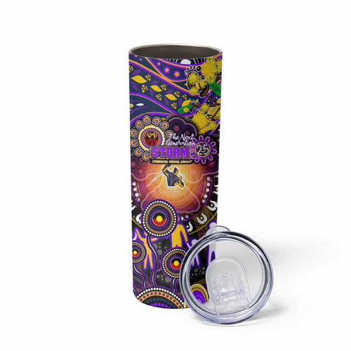 NAIDOC Week 2025 Storm Rugby Skinny Tumbler Aboriginal Dot Painting