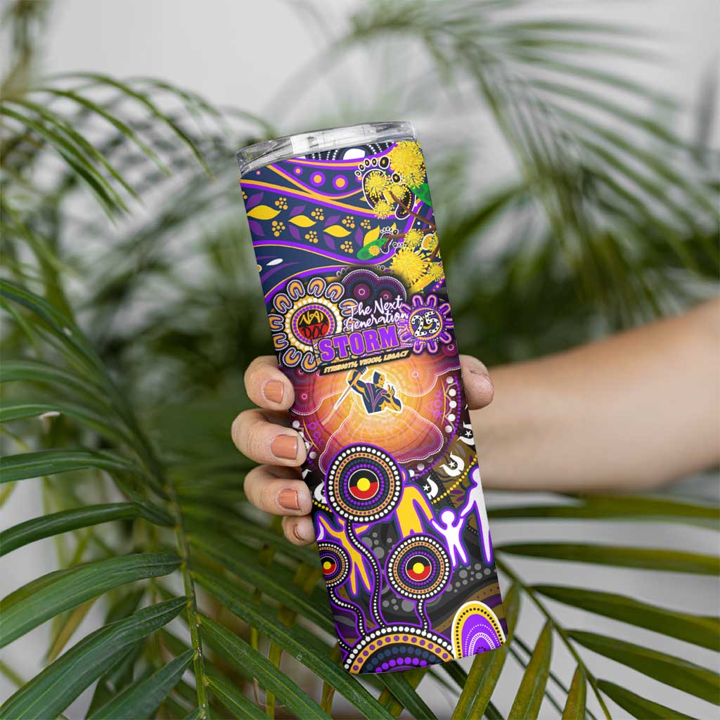 NAIDOC Week 2025 Storm Rugby Skinny Tumbler Aboriginal Dot Painting