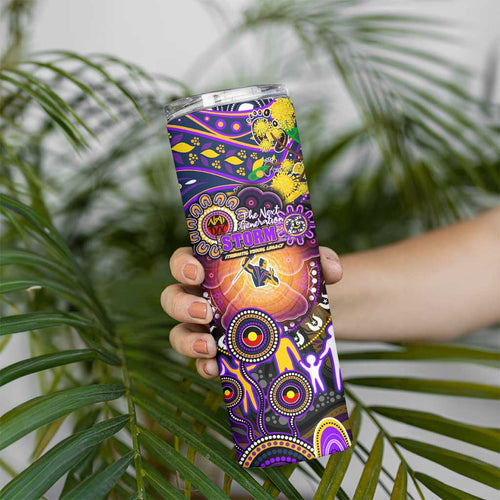 NAIDOC Week 2025 Storm Rugby Skinny Tumbler Aboriginal Dot Painting