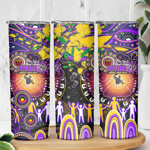 NAIDOC Week 2025 Storm Rugby Skinny Tumbler Aboriginal Dot Painting
