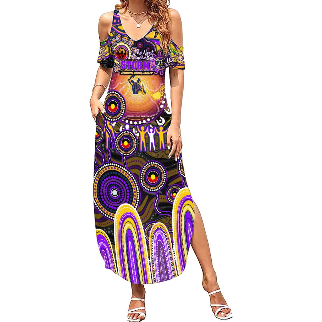 Personalised NAIDOC Week 2025 Storm Rugby Summer Maxi Dress Aboriginal Dot Painting