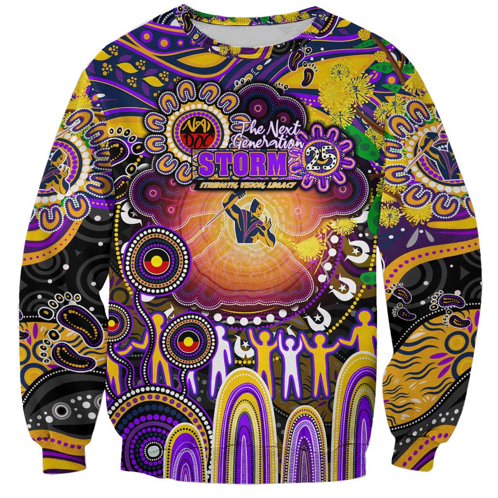 Personalised NAIDOC Week 2025 Storm Rugby Sweatshirt Aboriginal Dot Painting