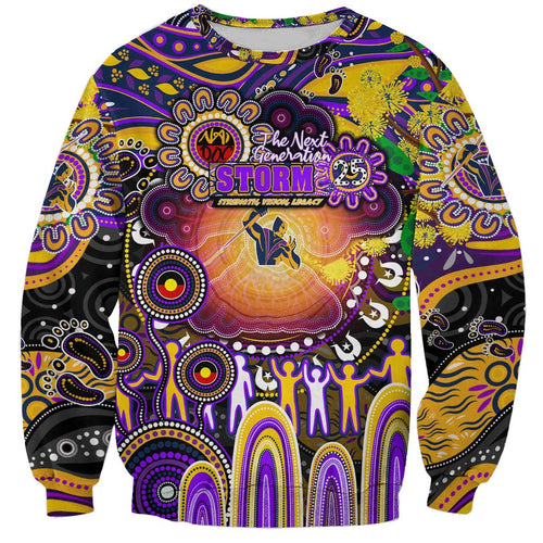Personalised NAIDOC Week 2025 Storm Rugby Sweatshirt Aboriginal Dot Painting