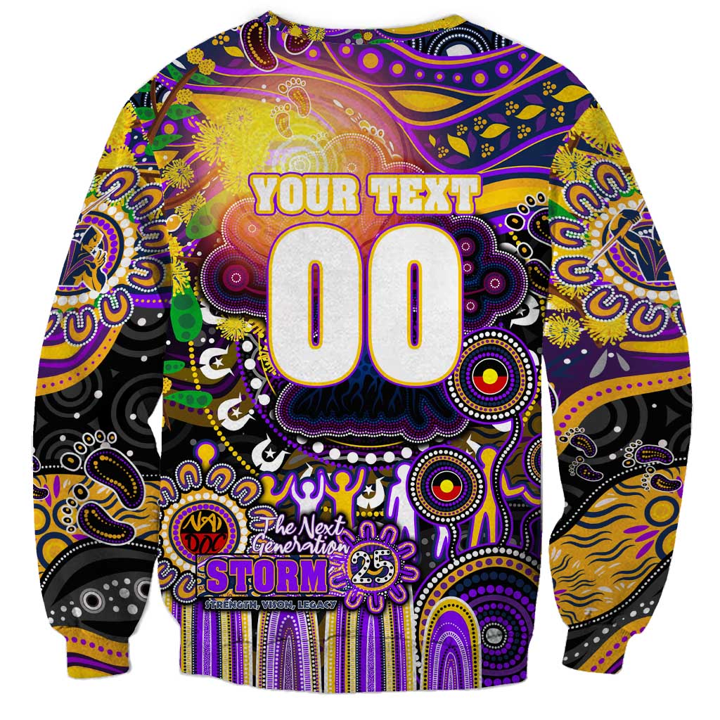 Personalised NAIDOC Week 2025 Storm Rugby Sweatshirt Aboriginal Dot Painting