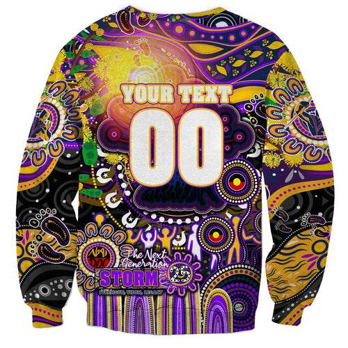 Personalised NAIDOC Week 2025 Storm Rugby Sweatshirt Aboriginal Dot Painting