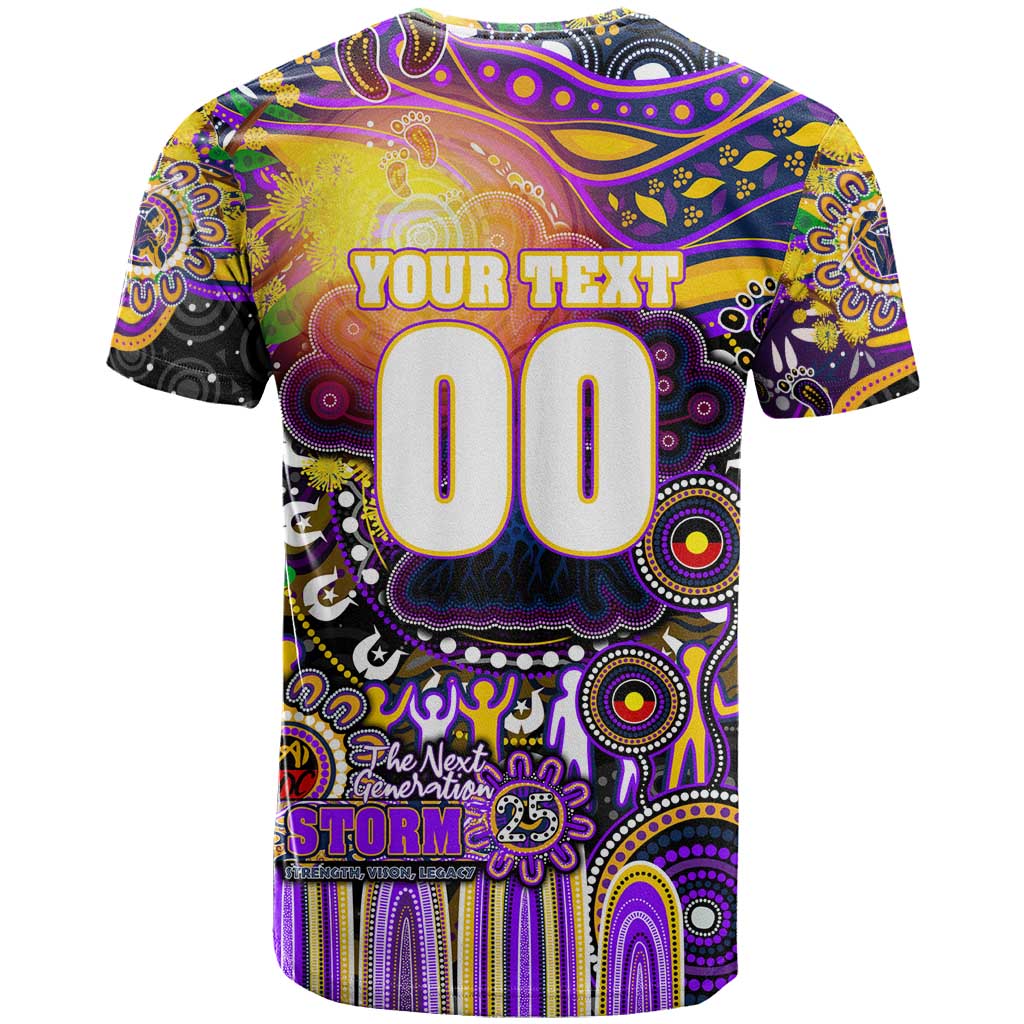Personalised NAIDOC Week 2025 Storm Rugby T Shirt Aboriginal Dot Painting