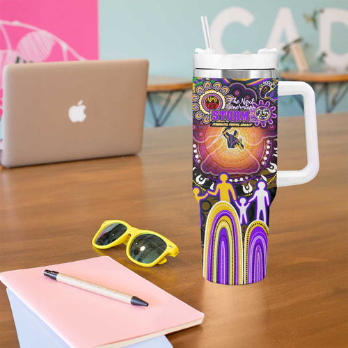 NAIDOC Week 2025 Storm Rugby Tumbler With Handle Aboriginal Dot Painting