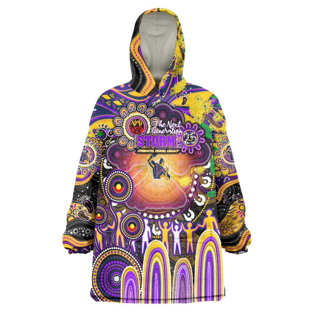Personalised NAIDOC Week 2025 Storm Rugby Wearable Blanket Hoodie Aboriginal Dot Painting