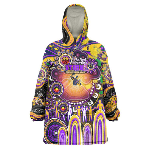 Personalised NAIDOC Week 2025 Storm Rugby Wearable Blanket Hoodie Aboriginal Dot Painting