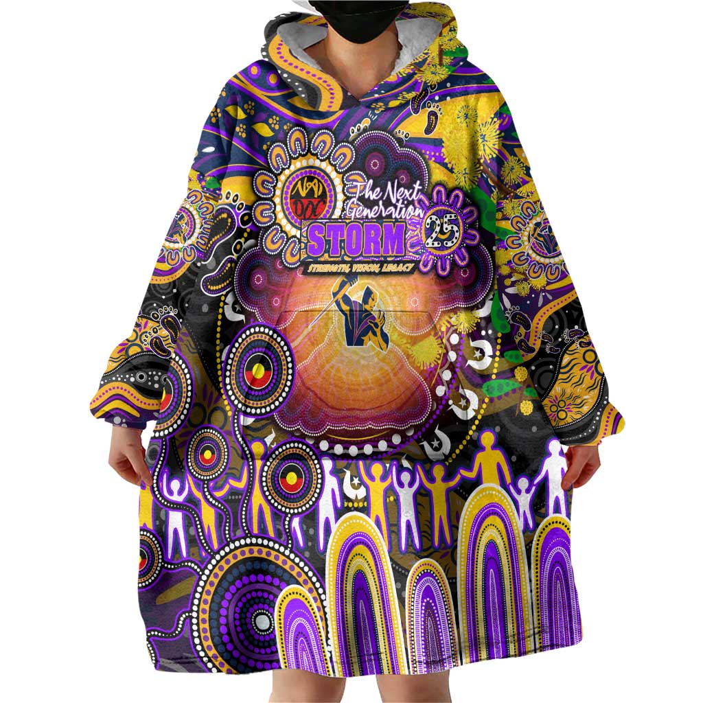 Personalised NAIDOC Week 2025 Storm Rugby Wearable Blanket Hoodie Aboriginal Dot Painting