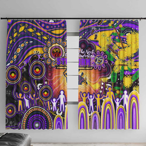 NAIDOC Week 2025 Storm Rugby Window Curtain Aboriginal Dot Painting