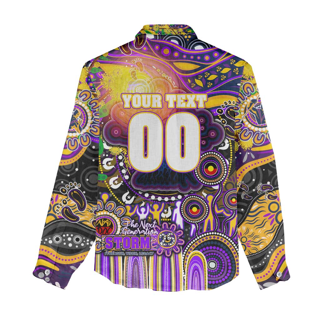 Personalised NAIDOC Week 2025 Storm Rugby Women Casual Shirt Aboriginal Dot Painting