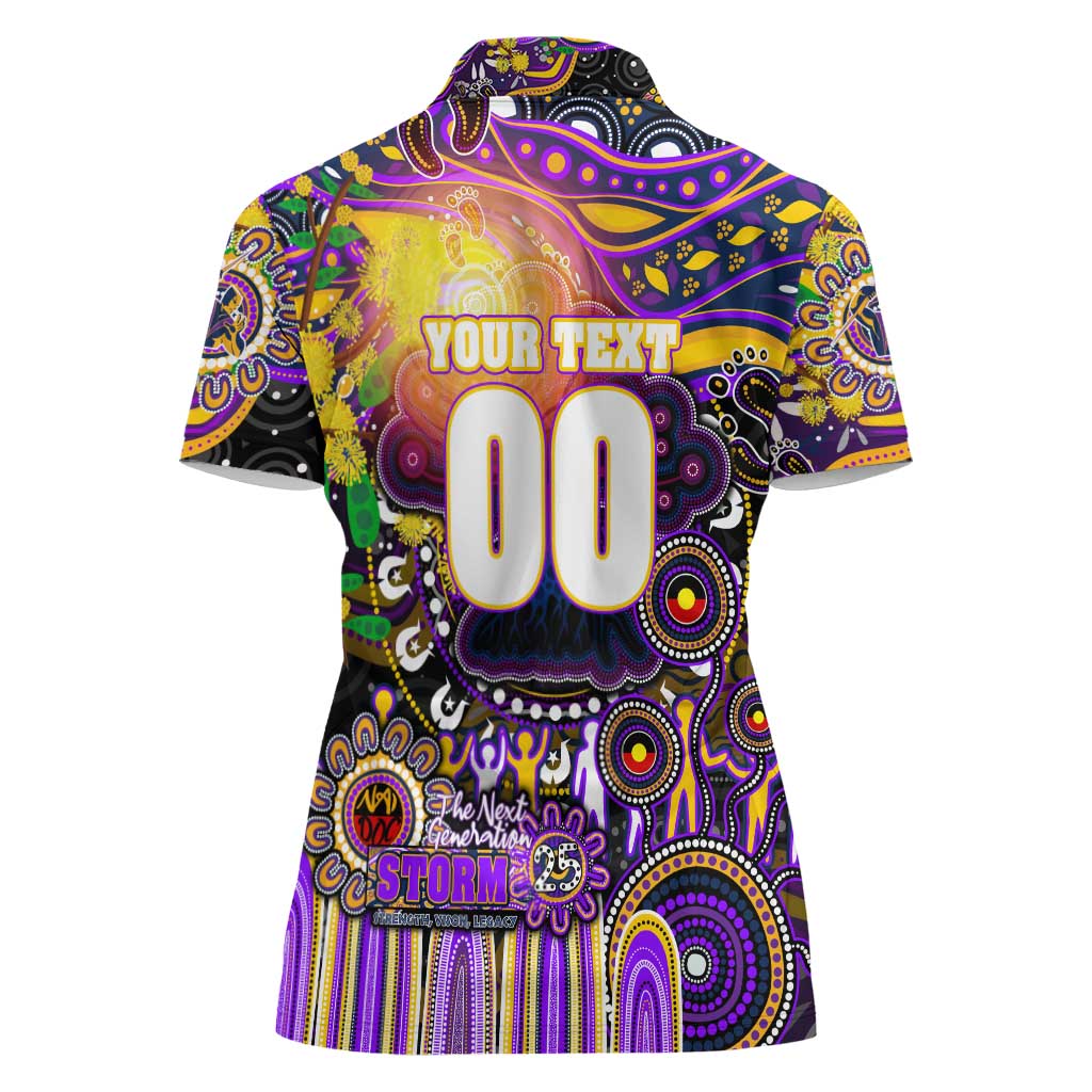 Personalised NAIDOC Week 2025 Storm Rugby Women Polo Shirt Aboriginal Dot Painting