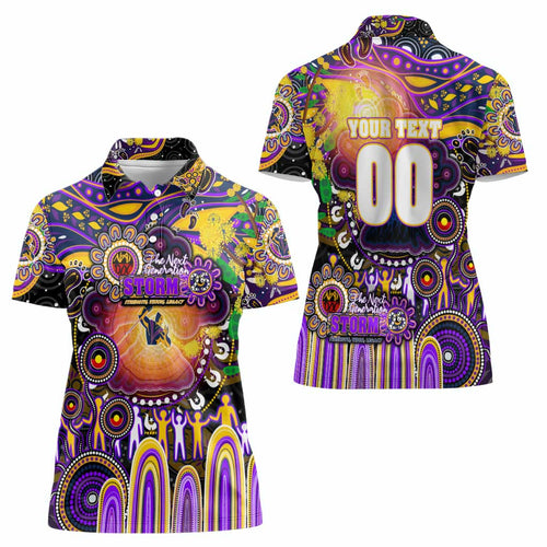 Personalised NAIDOC Week 2025 Storm Rugby Women Polo Shirt Aboriginal Dot Painting