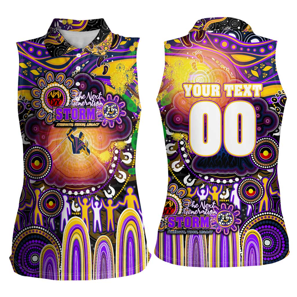Personalised NAIDOC Week 2025 Storm Rugby Women Sleeveless Polo Shirt Aboriginal Dot Painting