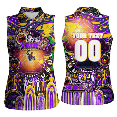 Personalised NAIDOC Week 2025 Storm Rugby Women Sleeveless Polo Shirt Aboriginal Dot Painting