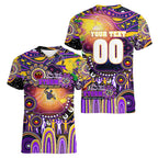 Personalised NAIDOC Week 2025 Storm Rugby Women V-Neck T-Shirt Aboriginal Dot Painting