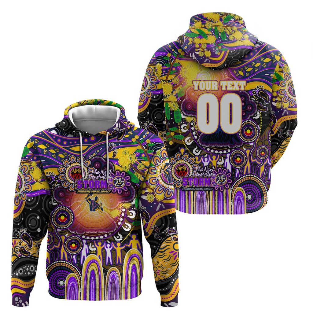 Personalised NAIDOC Week 2025 Storm Rugby Zip Hoodie Aboriginal Dot Painting