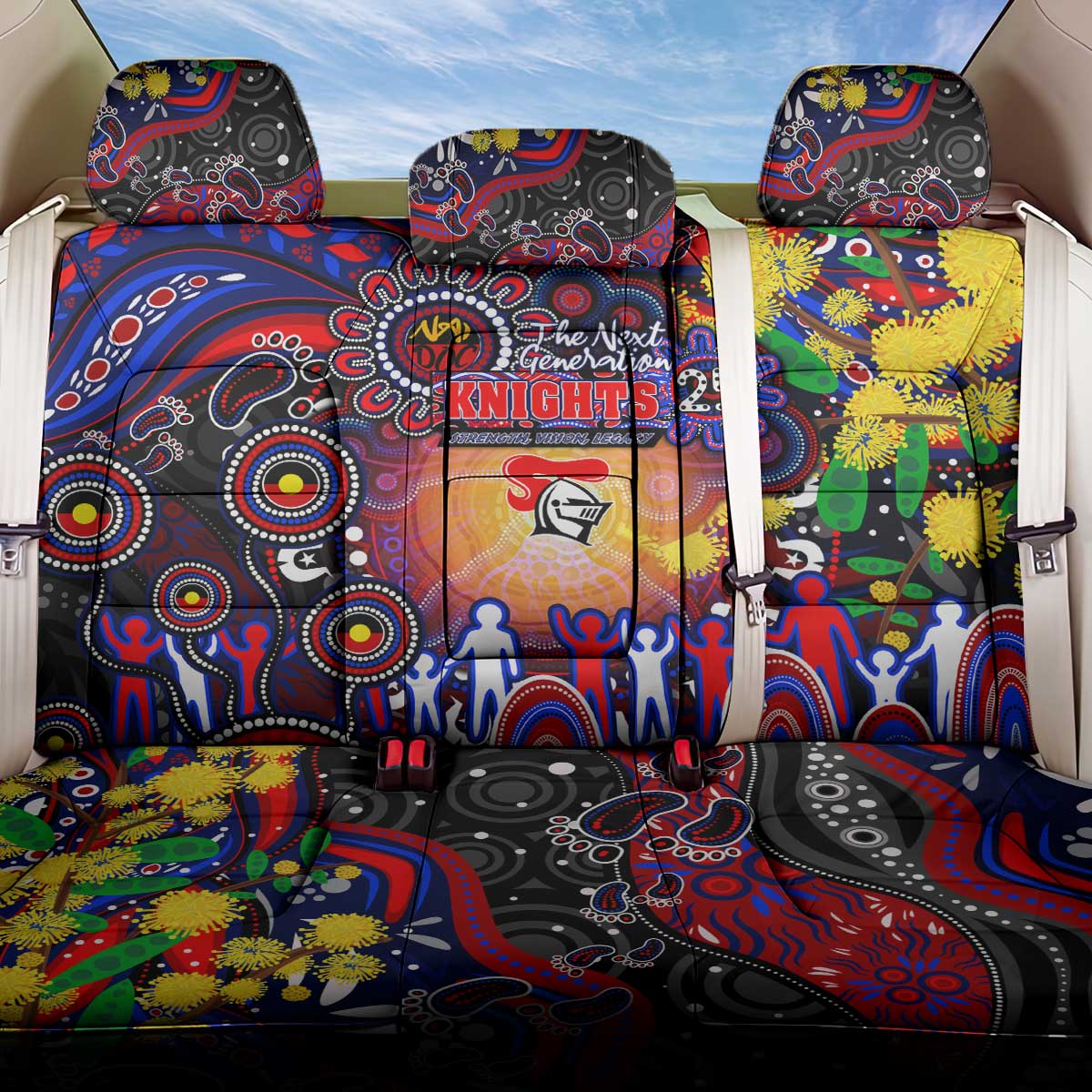 NAIDOC Week 2025 Knights Rugby Back Car Seat Cover Aboriginal Dot Painting