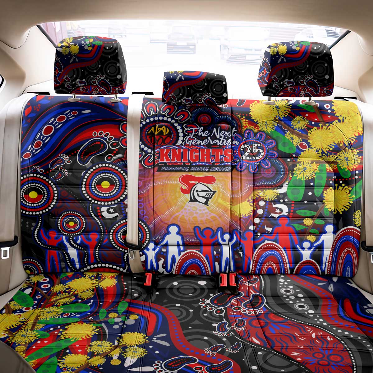 NAIDOC Week 2025 Knights Rugby Back Car Seat Cover Aboriginal Dot Painting