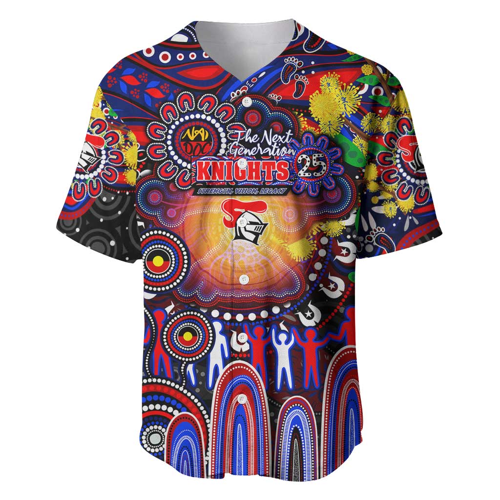 Personalised NAIDOC Week 2025 Knights Rugby Baseball Jersey Aboriginal Dot Painting