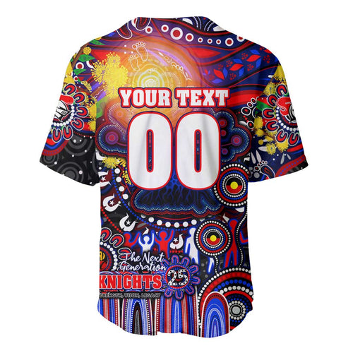 Personalised NAIDOC Week 2025 Knights Rugby Baseball Jersey Aboriginal Dot Painting